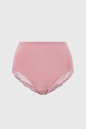 Calzón Mujer Tiro Alto Detalle Encaje Rosa