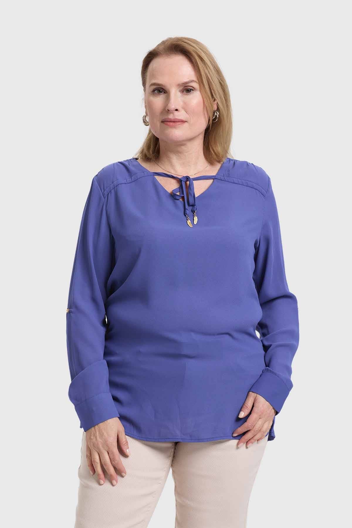 Blusa Mujer Crep Estampada Azul