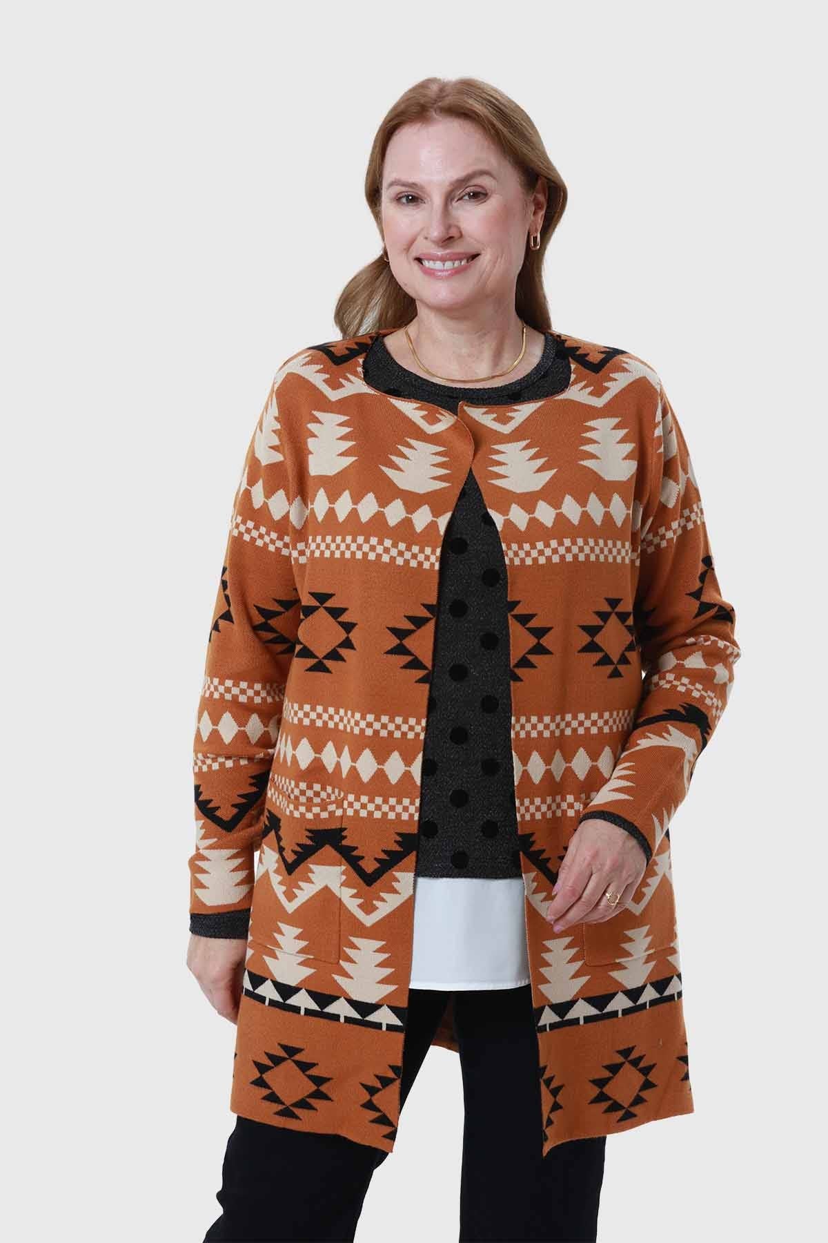 Sweater Mujer Abierto Camel