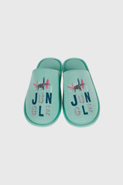 Pantufla Mujer Estampada Turquesa
