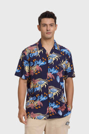 Camisa Hombre Print Tropical Azul