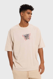 Polera Hombre Doble Print Beige