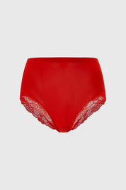 Calzón Mujer Tiro Alto Detalle Encaje Rojos