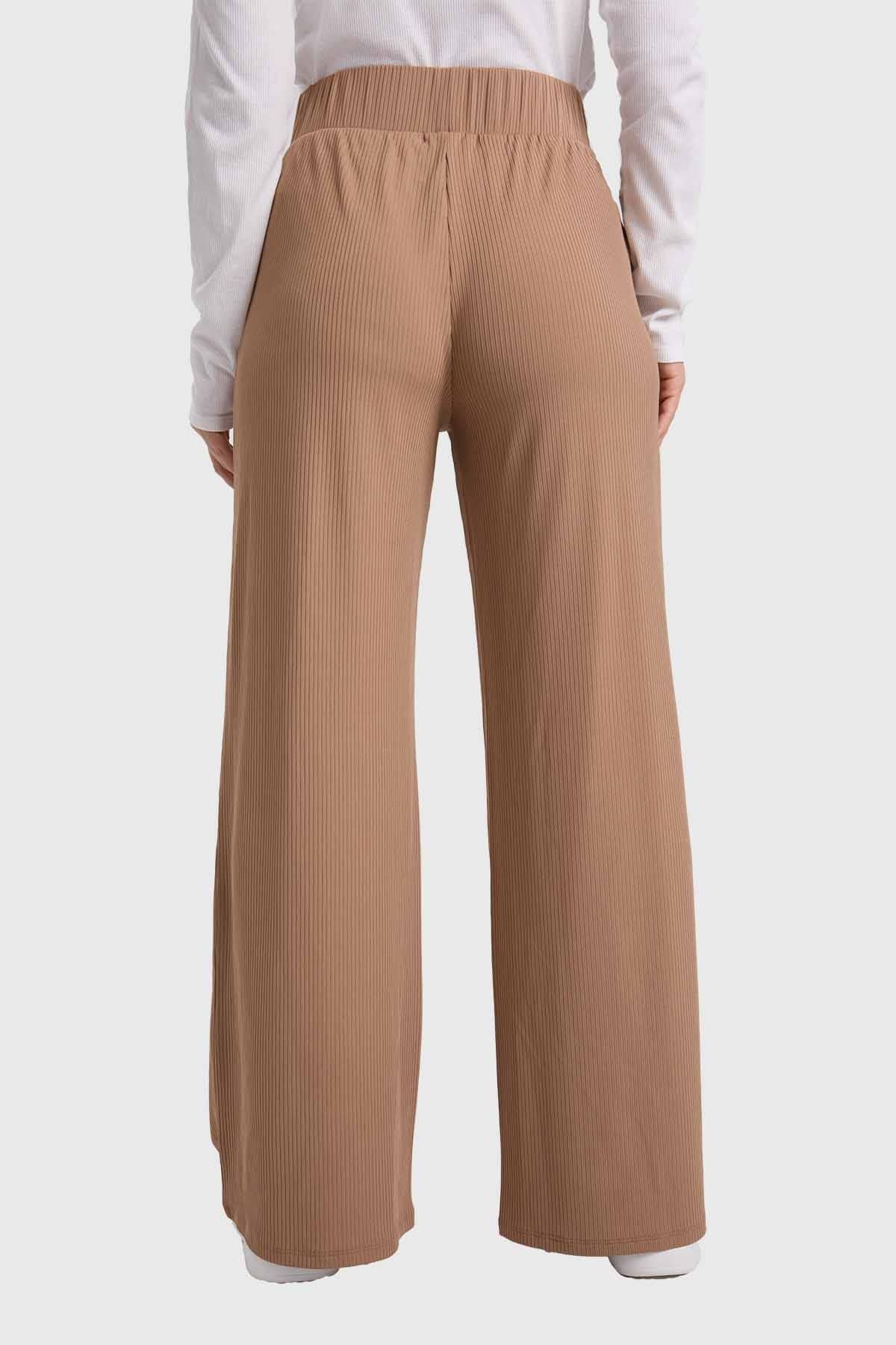 Pantalón Mujer Palazzo Pretina Elasticada Café