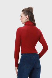 Polera Mujer Rib Burdeo