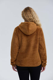 Polar Mujer Peludo Con Bolsillo Camel Oscuro