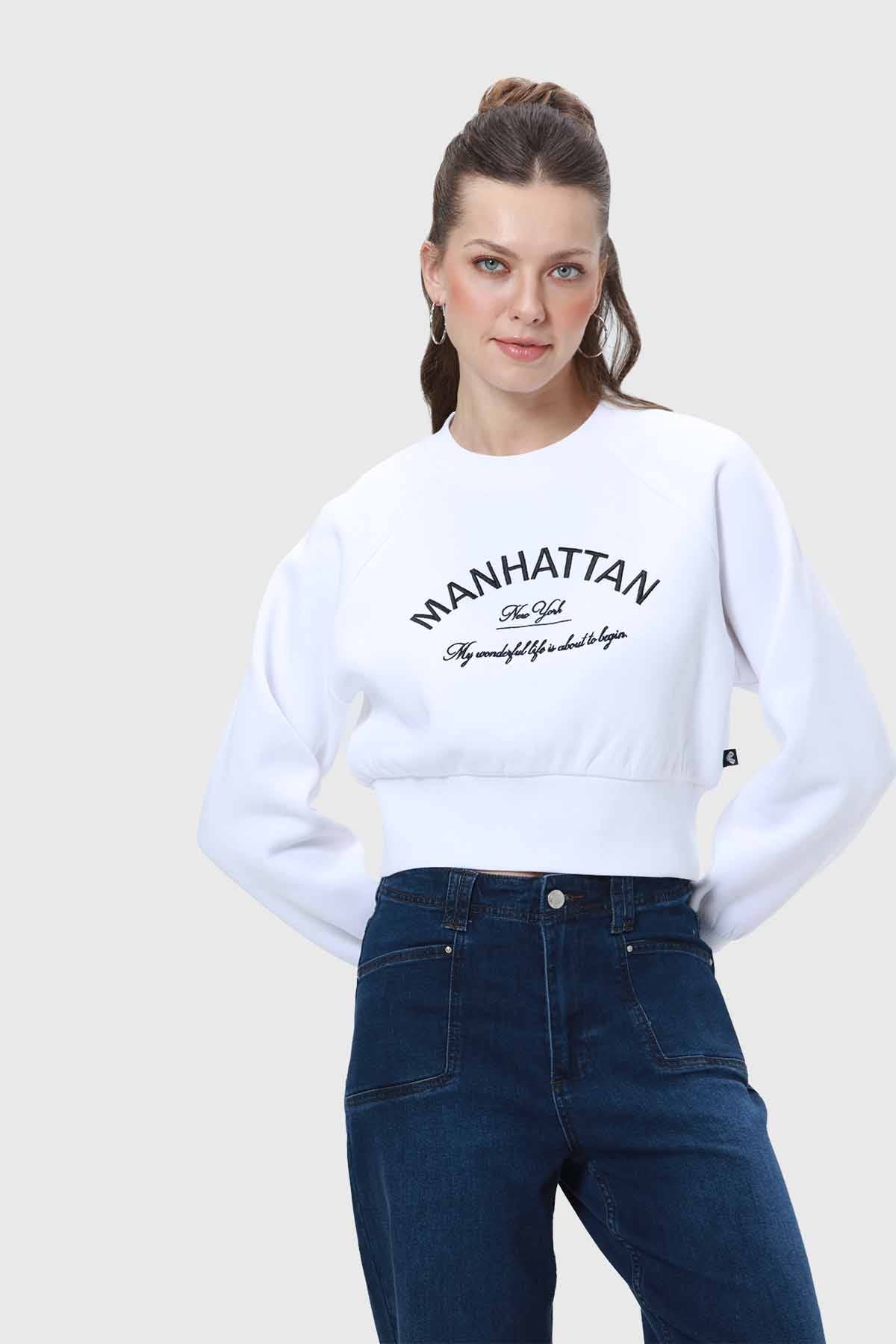 Polerón Mujer Pretina Ancha Blanco