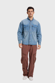 Camisa Hombre Sobrecamisa Overdyed Azul Retro