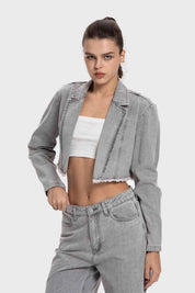 Chaqueta Mujer Cropped Gris