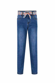 Jeans Con Cinturón Azul