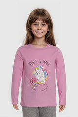 Polera Niña Lentejuelas Palo Rosa