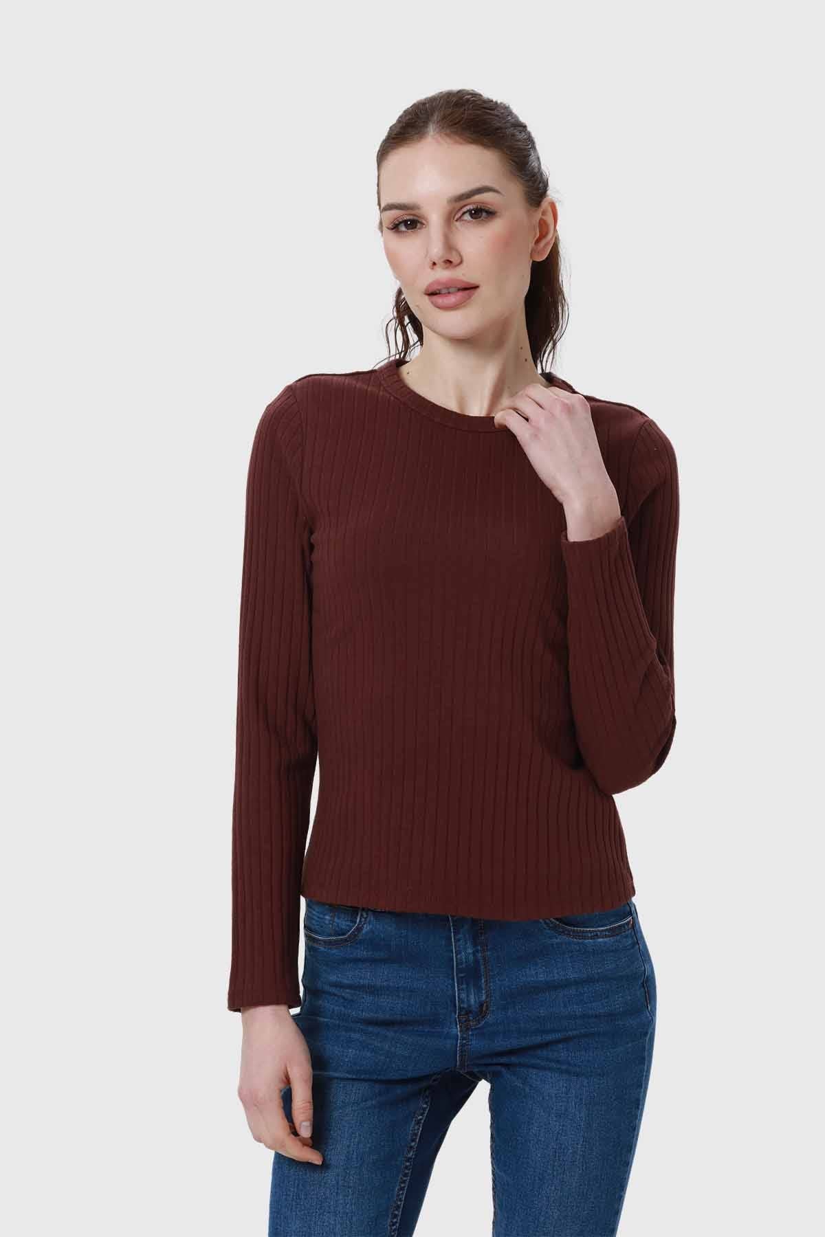 Polera Mujer Rib Café