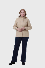 Chaqueta Mujer Con Gorro Beige