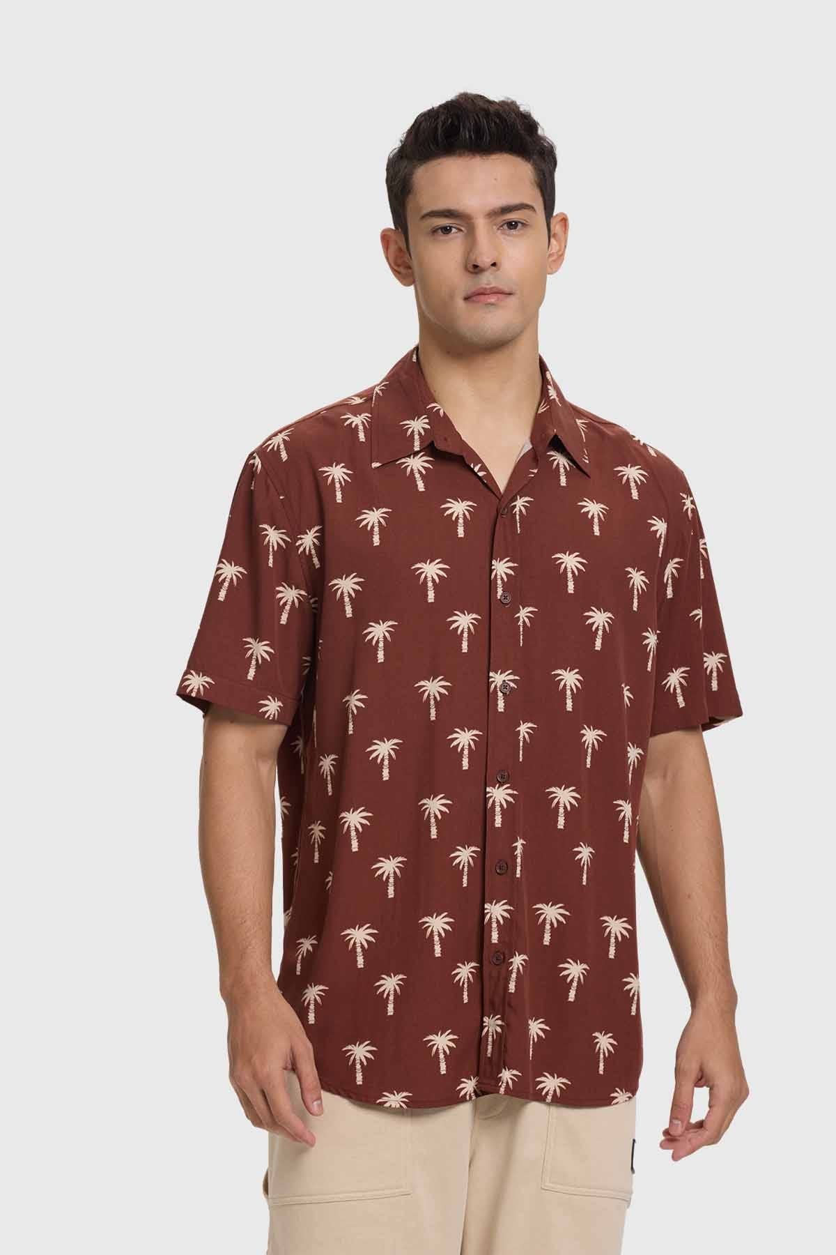 Camisa Hombre Print Chocolate