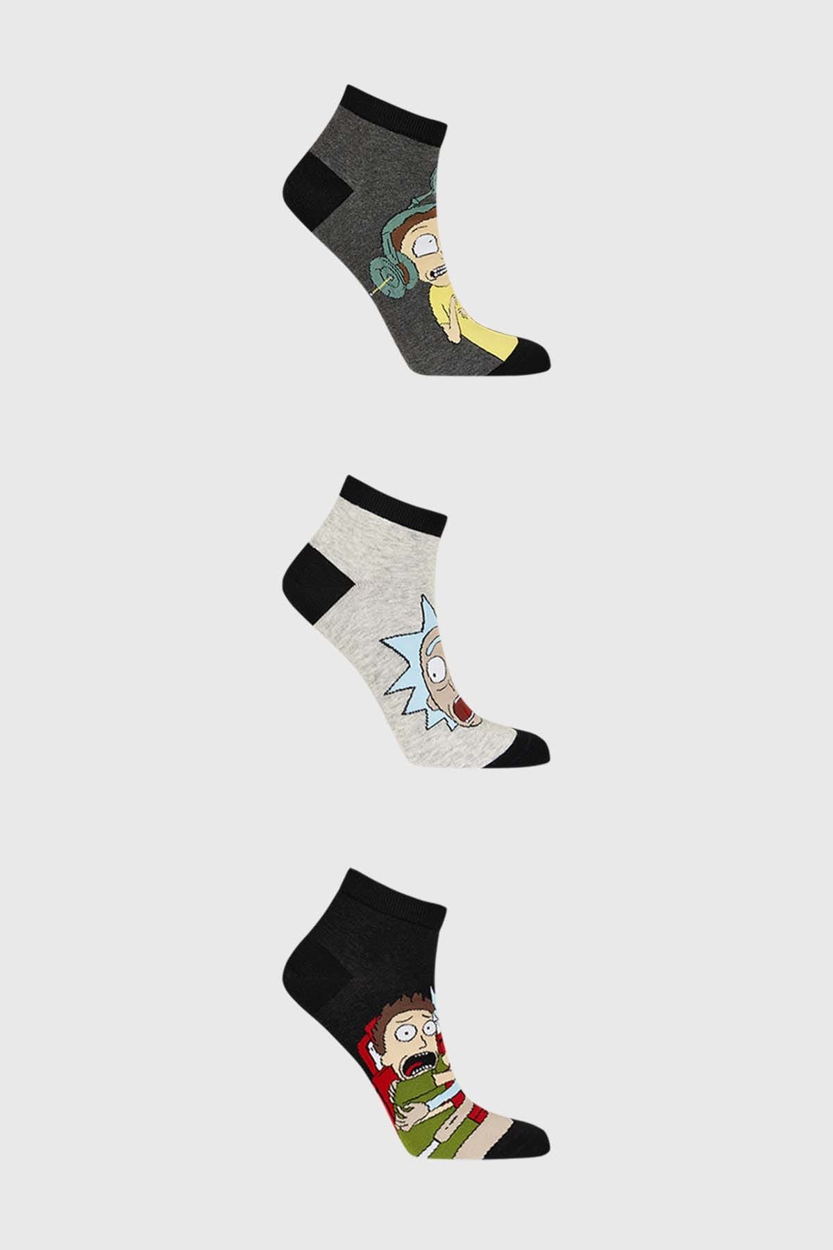 Calcetas deportivas hombre Rick & Morty en gris melange con diseño divertido.