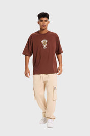 Polera Hombre Doble Print Chocolate