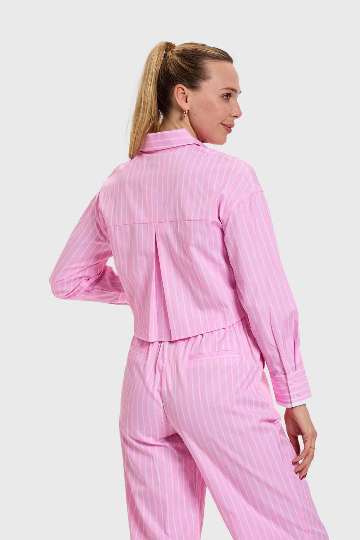 Blusa Mujer Rayas Rosado