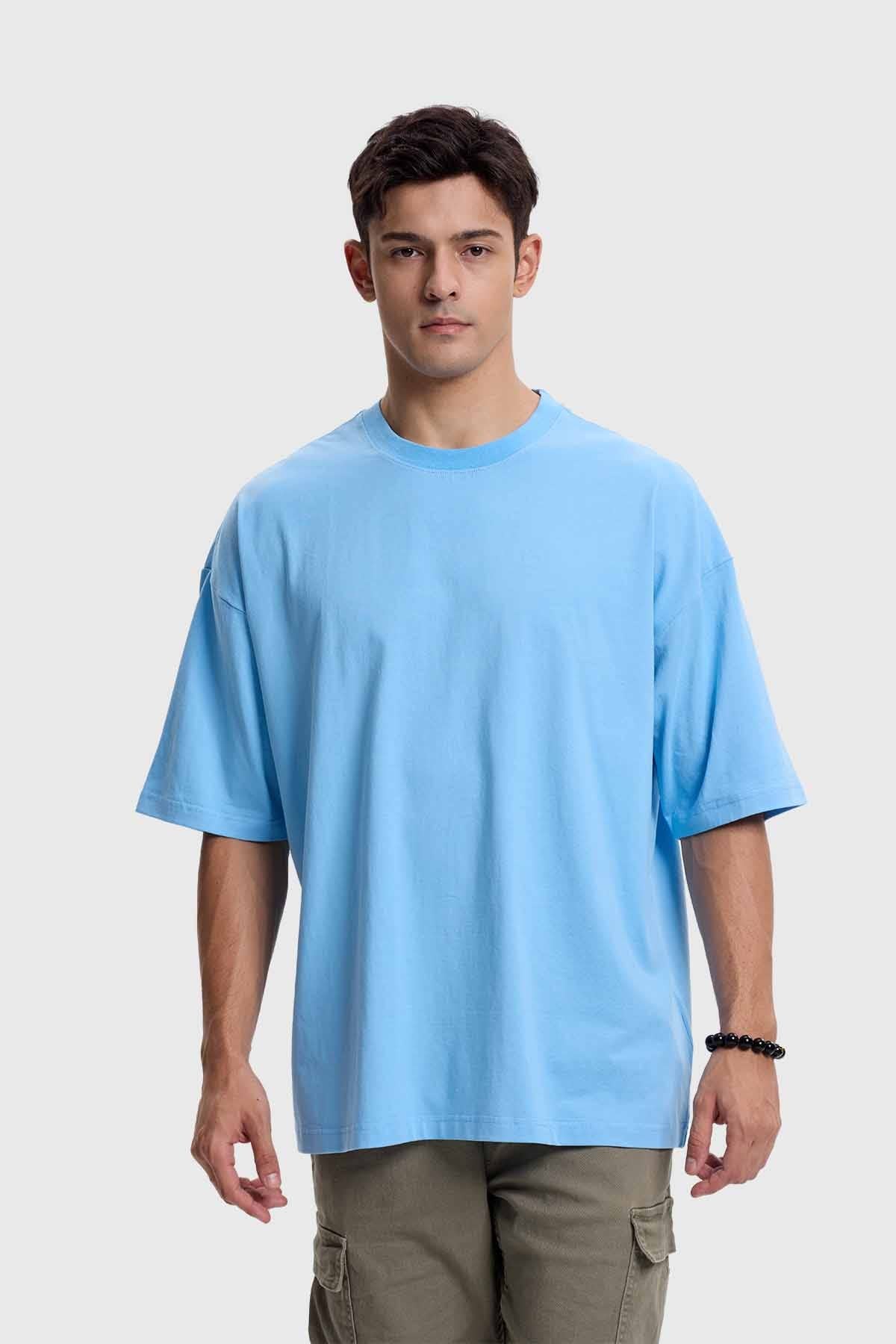 Polera Hombre Oversize Celeste
