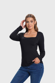 Polera Mujer Escote Cuadrado Negro