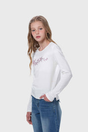 POLERA NIÑA CON NUDO RECOGIDO CRUDO