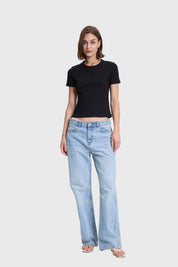 Polera Mujer Rip Crop Negro