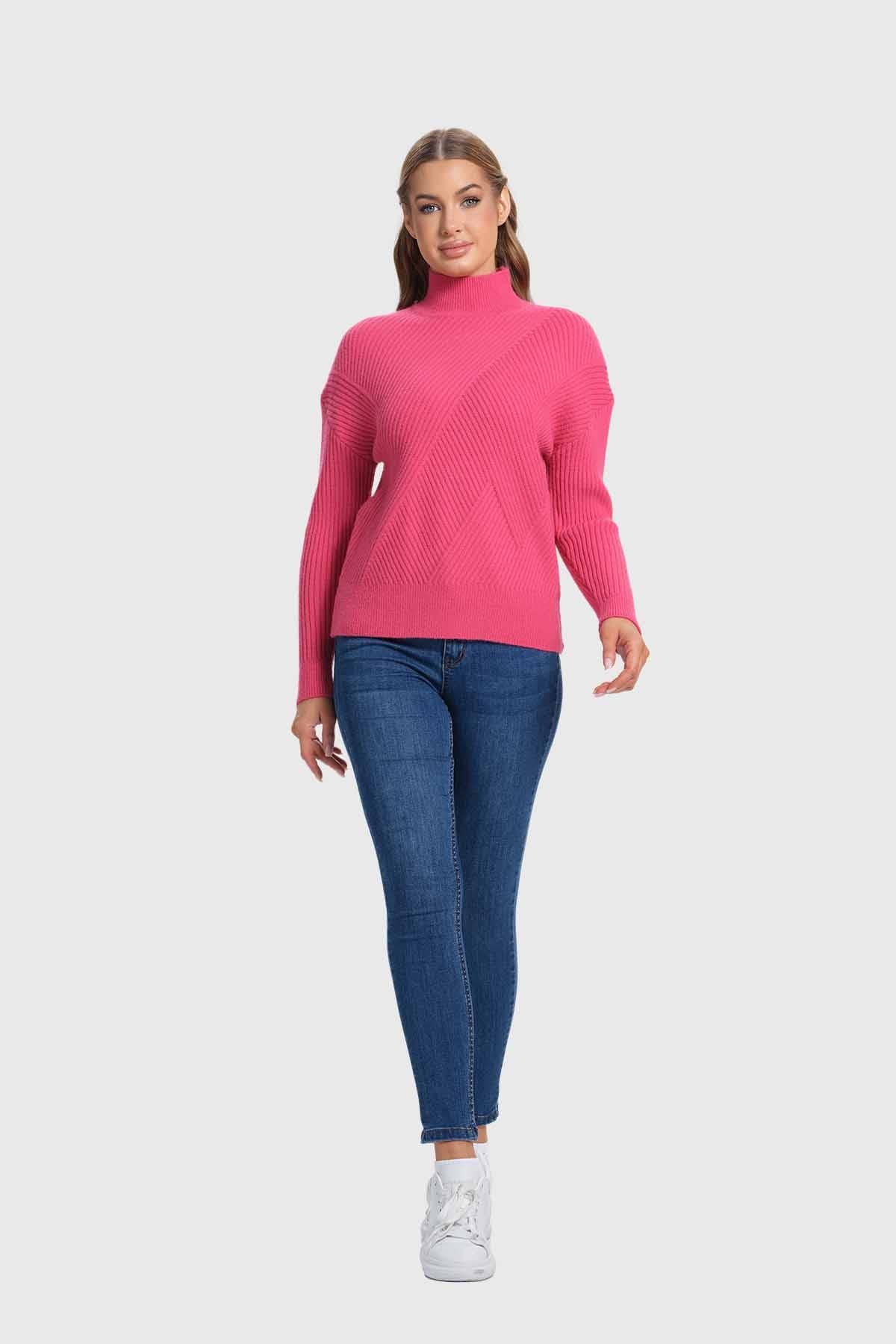 Sweater Mujer Textura Fucsia