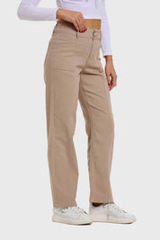Jeans Mujer Linea Bolsillo Calce Recto Café