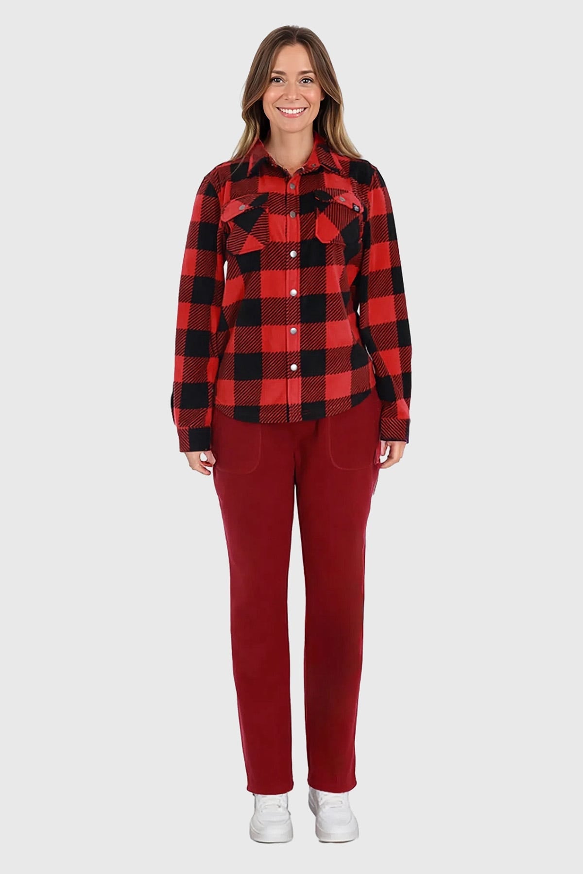 Pantalón Buzo Mujer Recto Micropolar Guinda