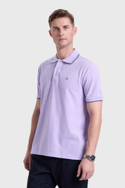 Polera Hombre Piqué Básica Lila