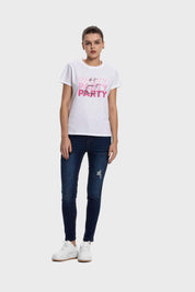 Polera Mujer Básica Print Blanco