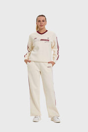 Pantalón Mujer Rayas Crudo