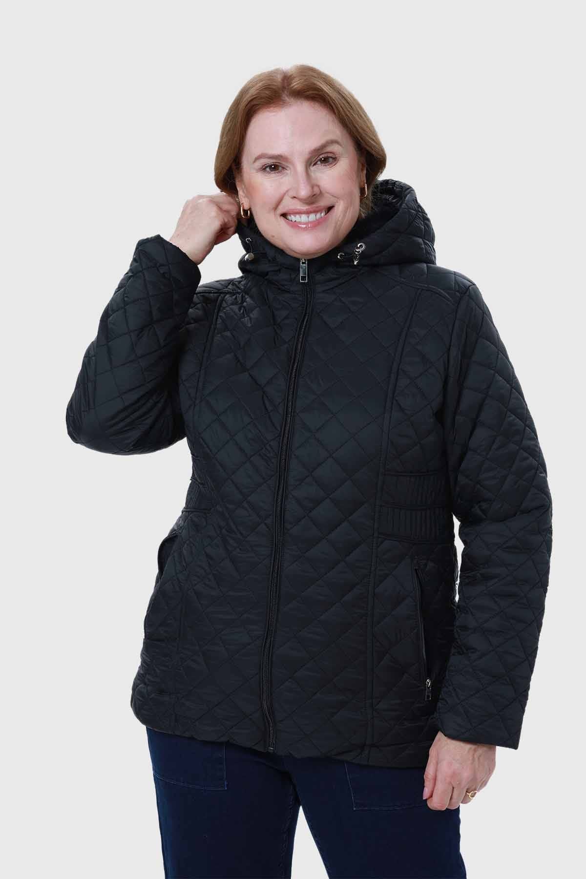 PARKA MUJER CON BOLSILLO NEGRO