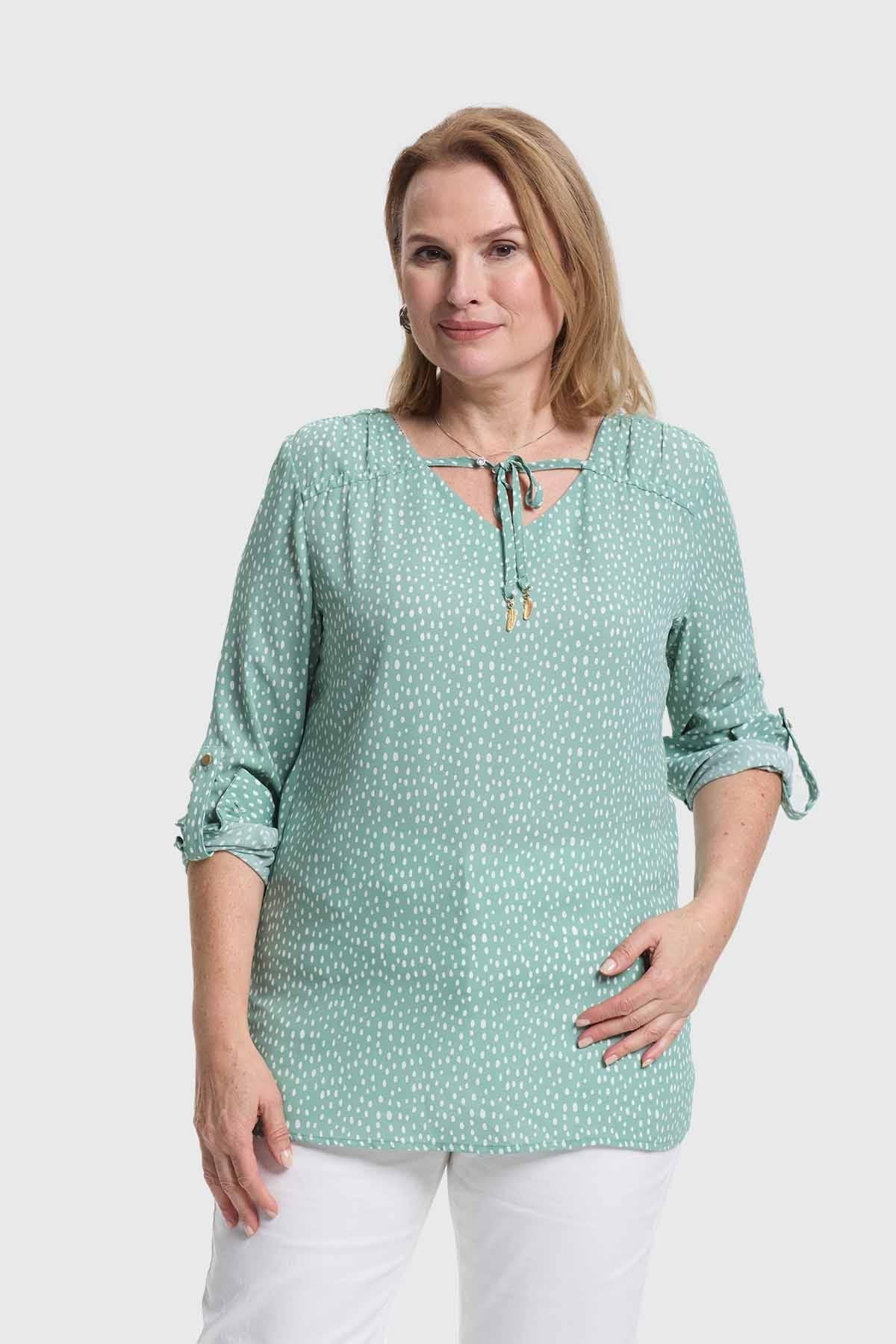BLUSA MUJER CREP LISA ESTMPADA VERDE