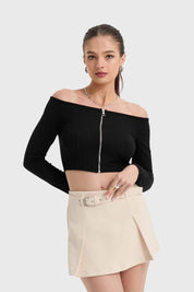 Polera Mujer Bardot C/Cierre Negro