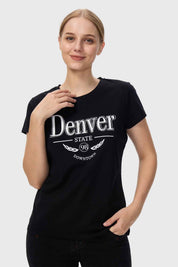 Polera Mujer Básica Print Negro / Gris