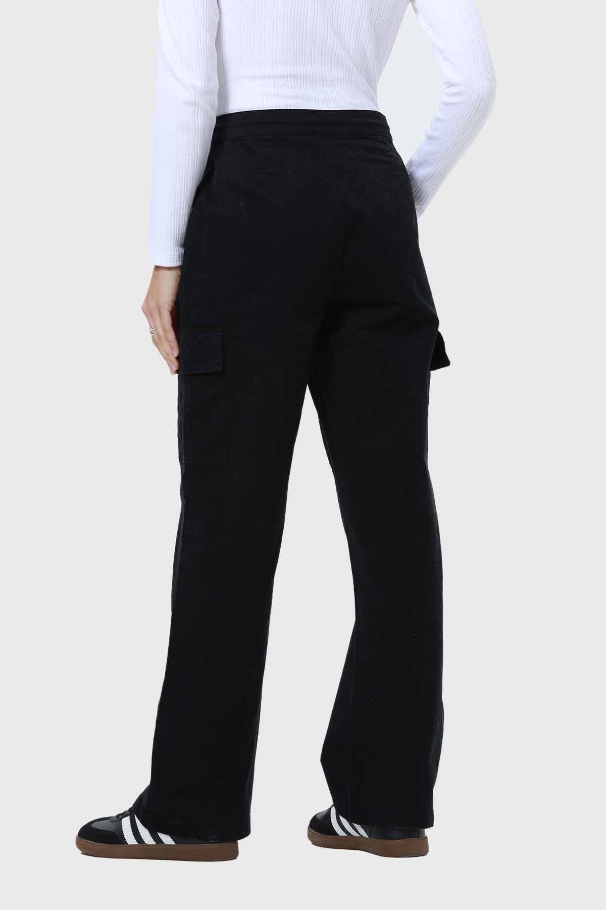 Pantalón Mujer Cargo Cordón Negro