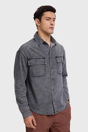 Camisa Hombre Doble Bolsillo Gris