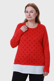 Polera Mujer Con Faldón Rojo