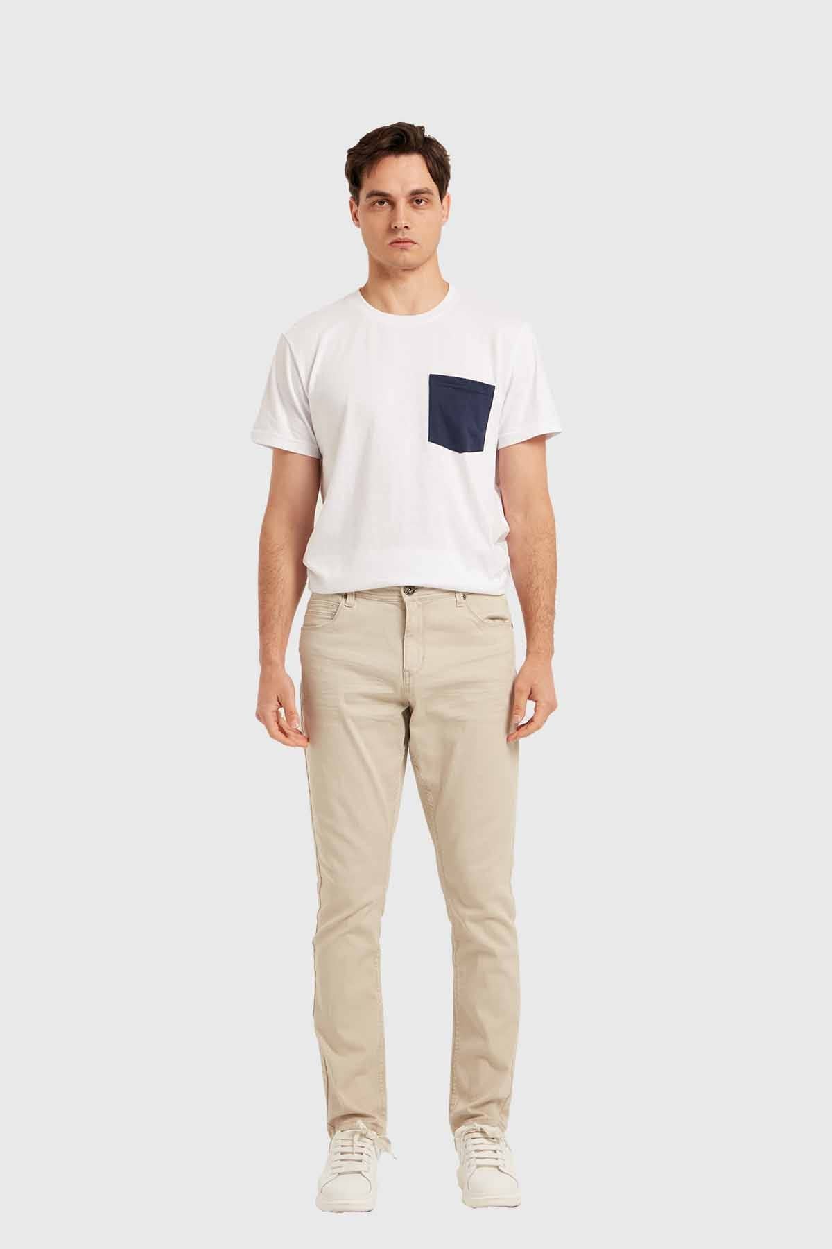 JEANS HOMBRE SLIM COLOR BEIGE CLARO