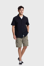 Camisa Hombre Textura Guayabera Negro