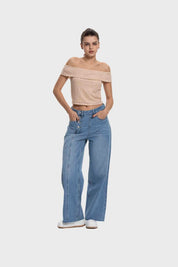 Polera Mujer Bardot Textura Beige