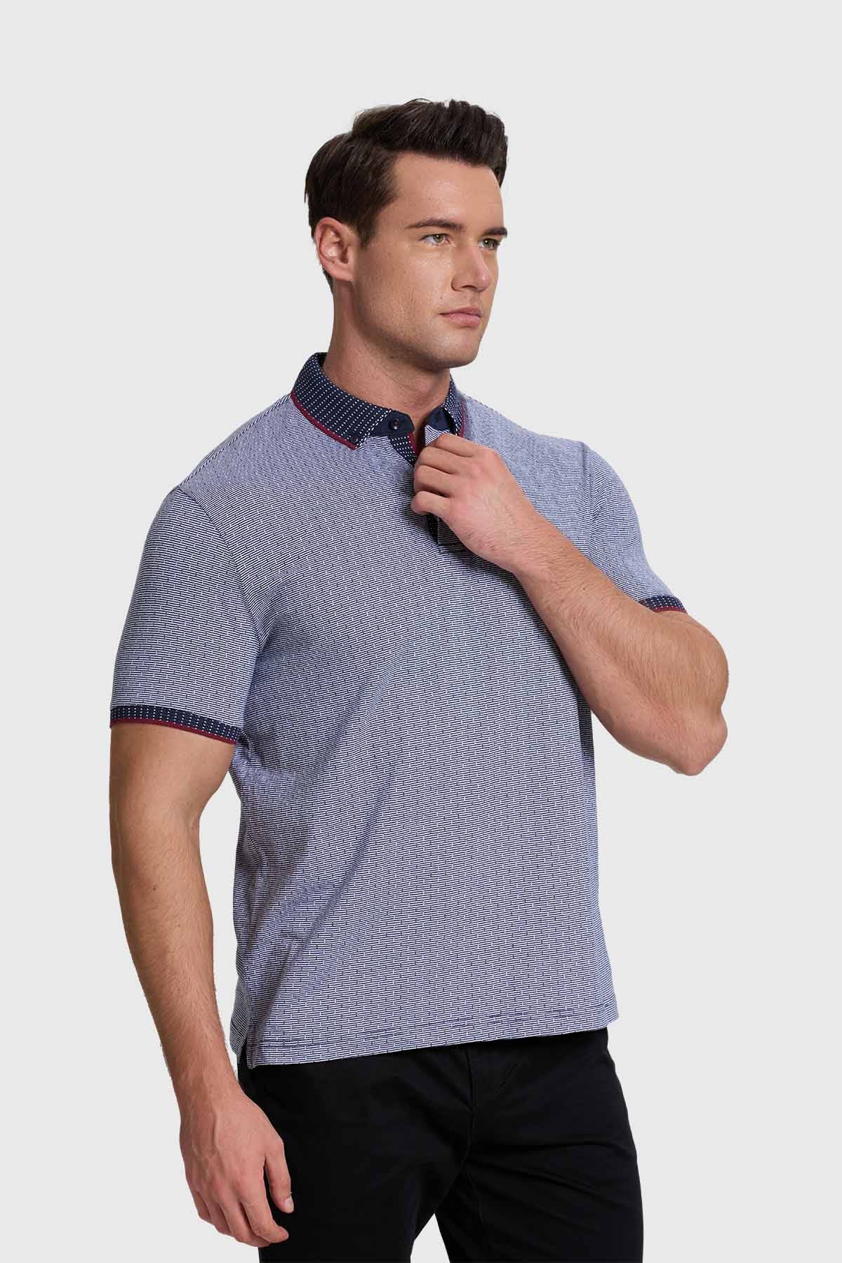 Polera Hombre Mini Print Azul