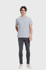 POLERA HOMBRE BÁSICA CON BOLSILLO GRIS MELANGE