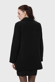 ABRIGO MUJER PAÑO LISO NEGRO