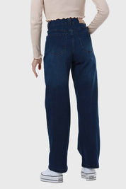 Jeans Mujer Bolsillo D Calce Recto Azul