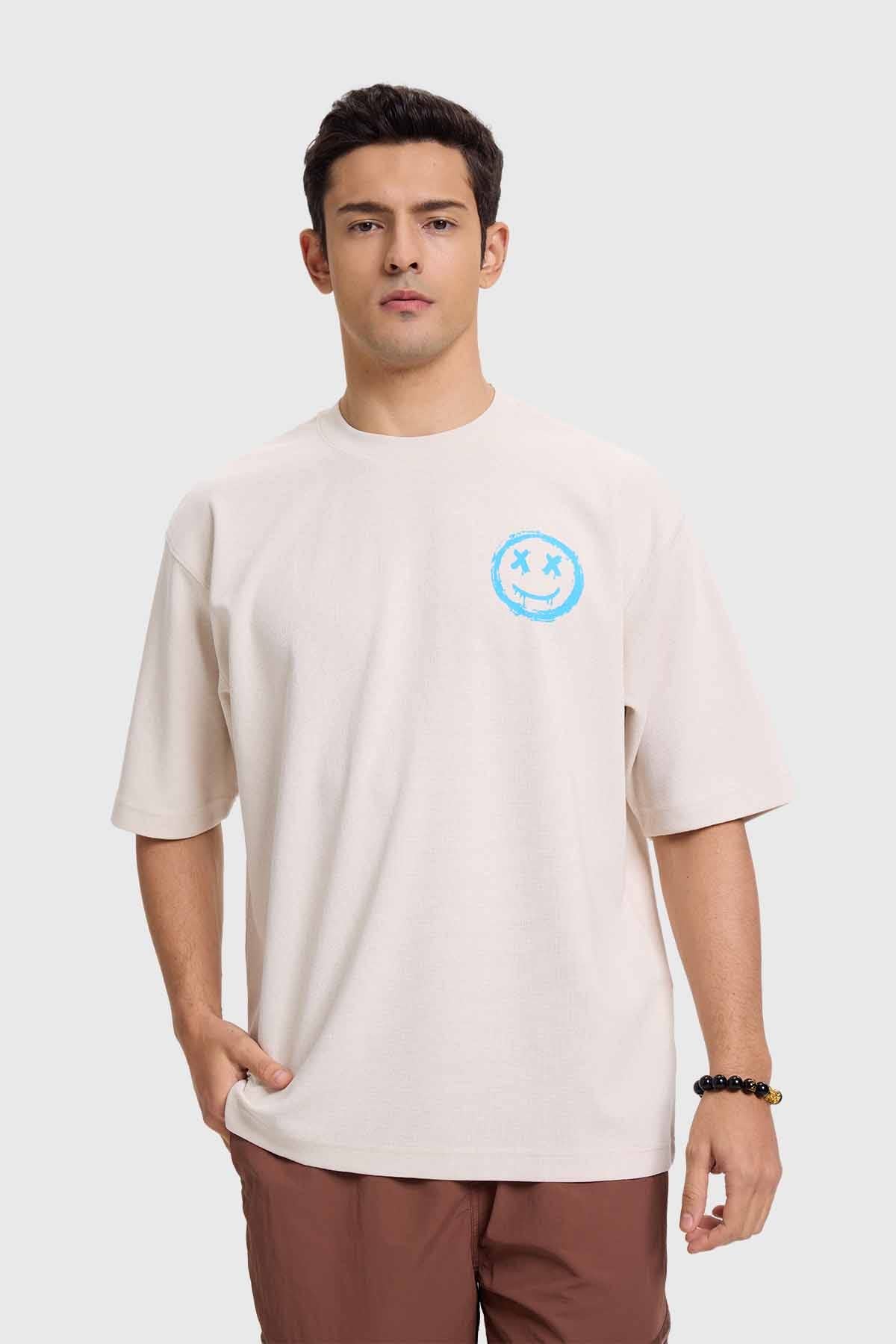 Polera Hombre Print Graffiti Beige
