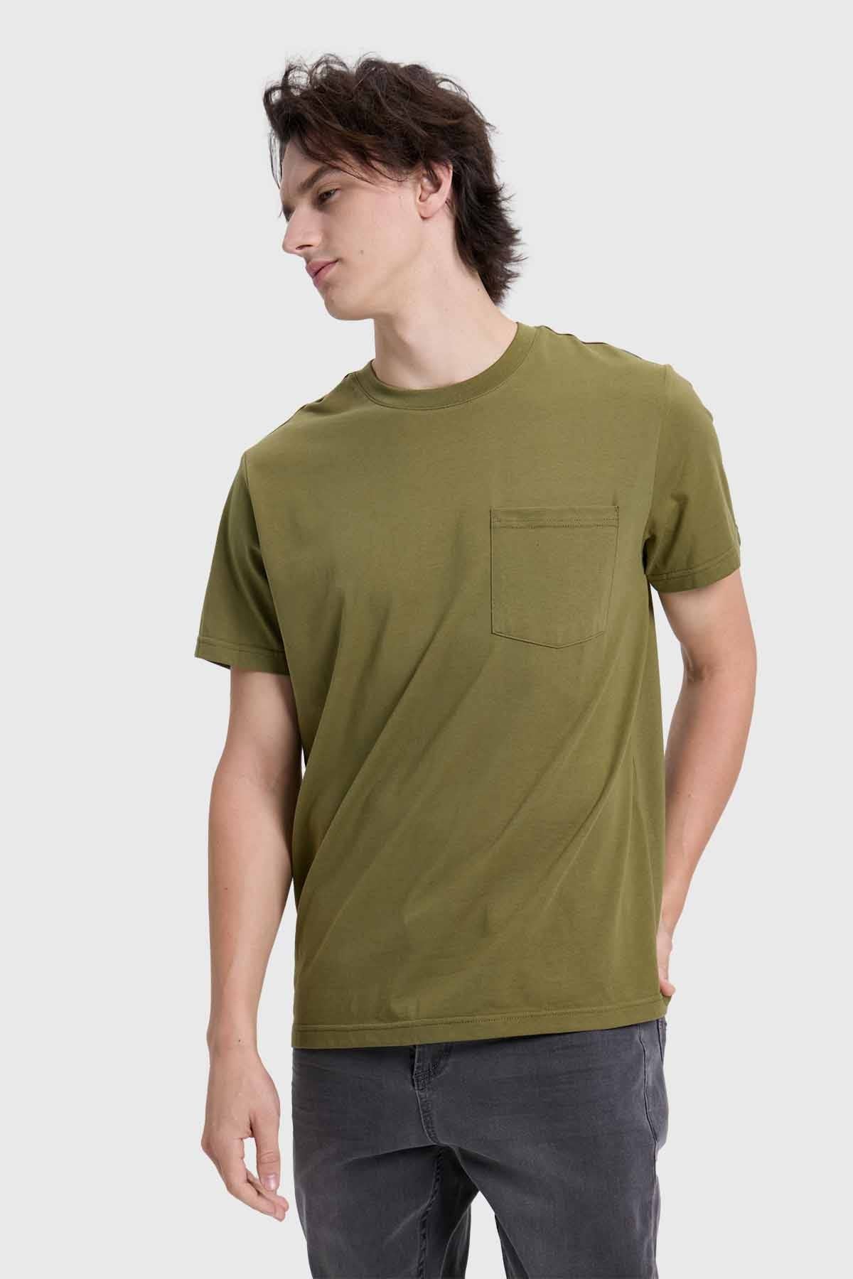 Polera Hombre Con Bolsillo Verde