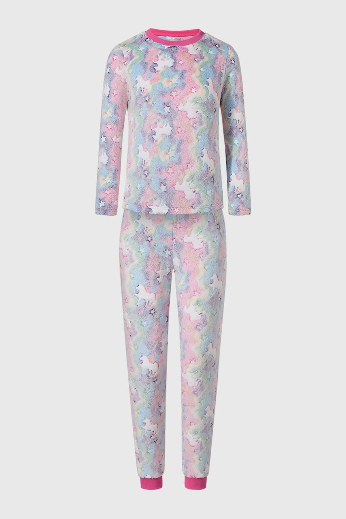 Pijama Niña Polar Fosforescente Rosado