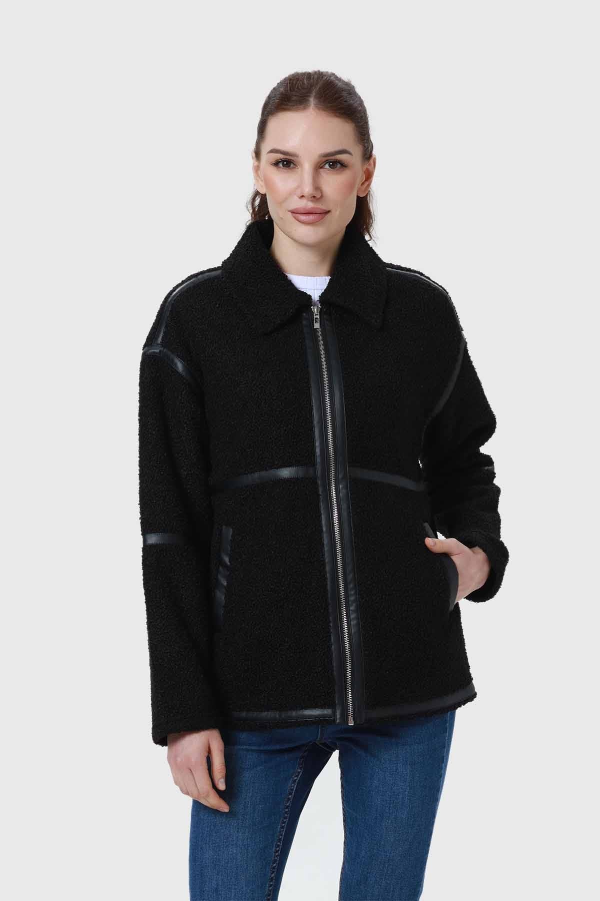 POLAR MUJER TIPO CHAQUETA LISO NEGRO