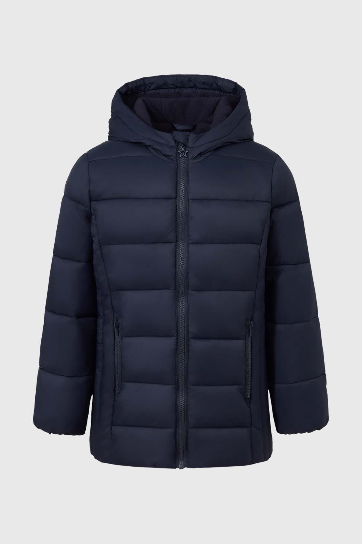 PARKA ESCOLAR INFANTIL LARGA CON POLAR INTERIOR AZUL